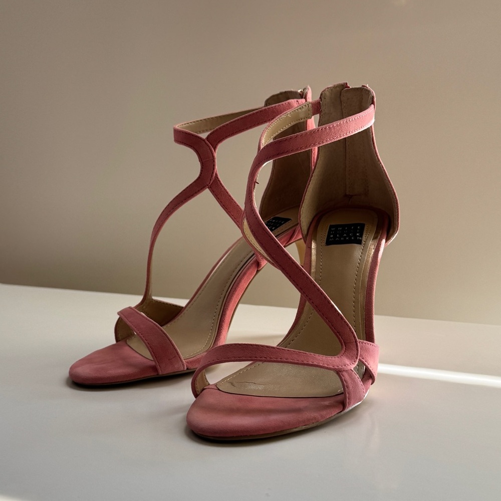 Elegant Pink Suede High Heel Sandals